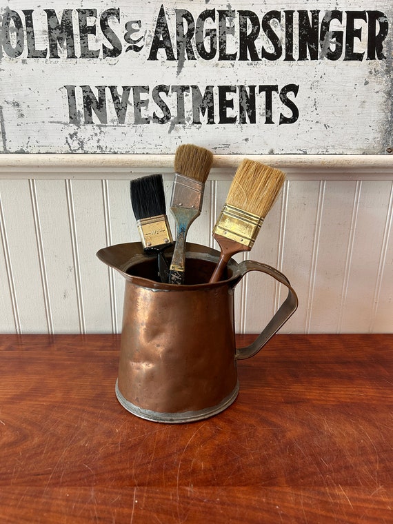 Vintage Copper Pitcher: Handmade French Country Decor, Artist Display