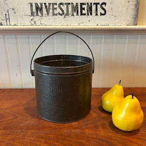 Antique Lard Tin – John P. Squire & Co. 8 lb 10 oz Pure Leaf Lard Bucket, Early 1900s Boston MA Tin Can with Handle - advertising tin