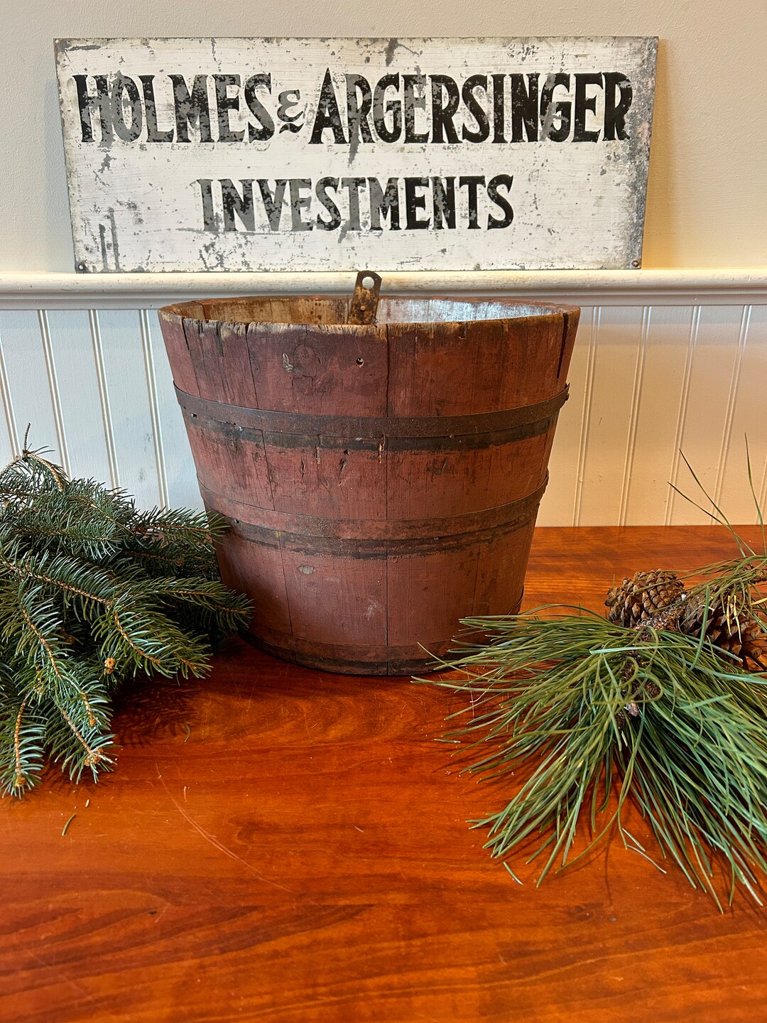 Wooden Bucket Stave Primitive Bucket Sap Bucket Sugar Bucket Etsy