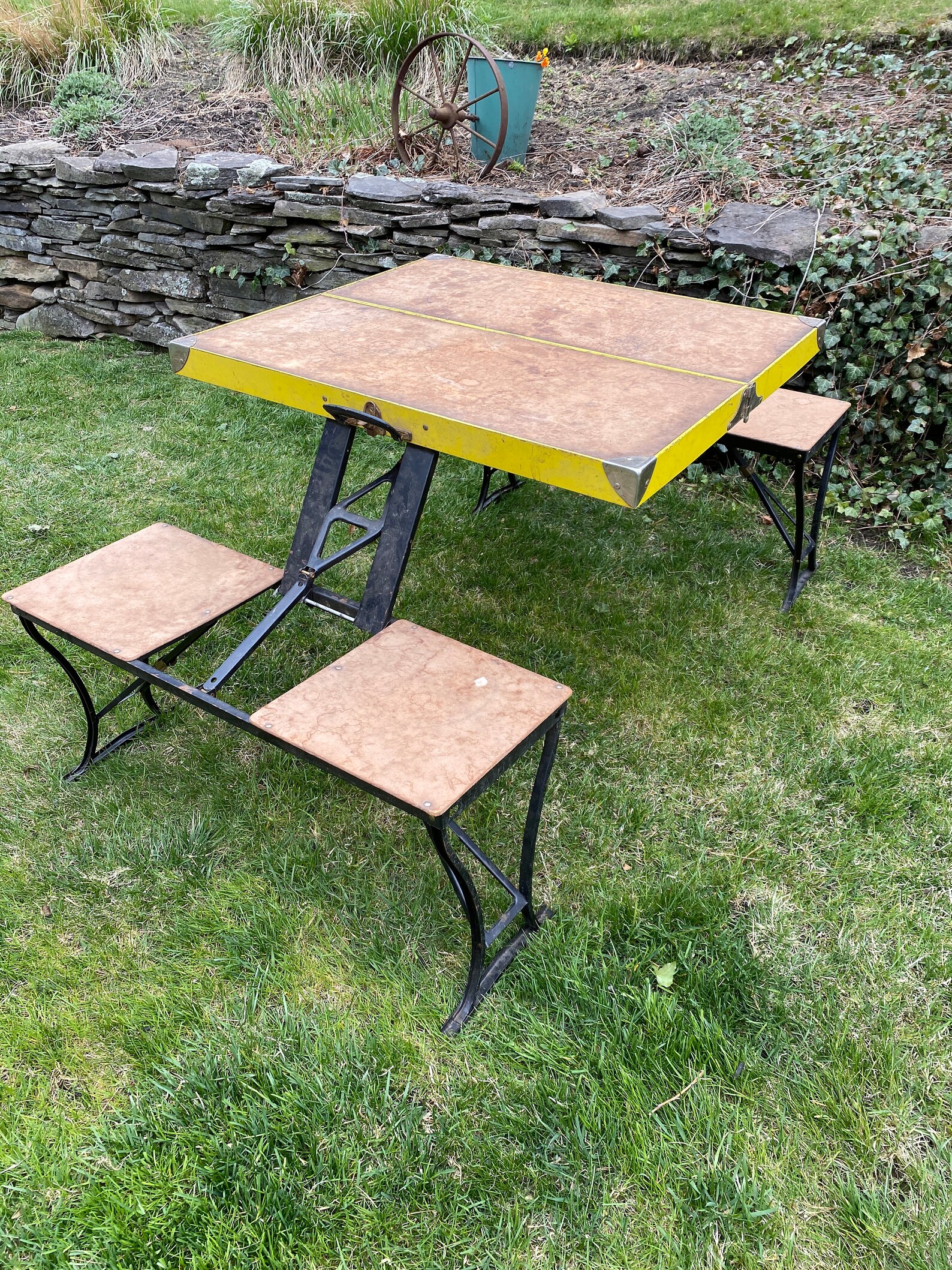 Vintage Folding Picnic Table Vintage Folding Table and Four Etsy