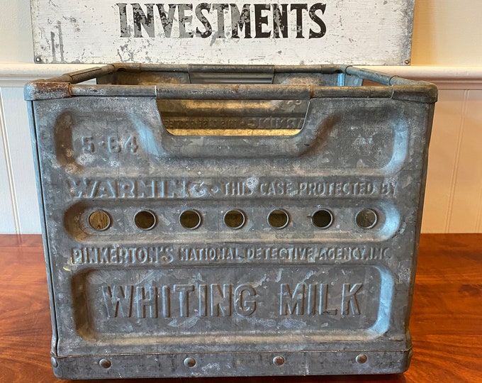 Antique Milk Crate Galvanized Metal Milk Crate Vintage Whiting Milk