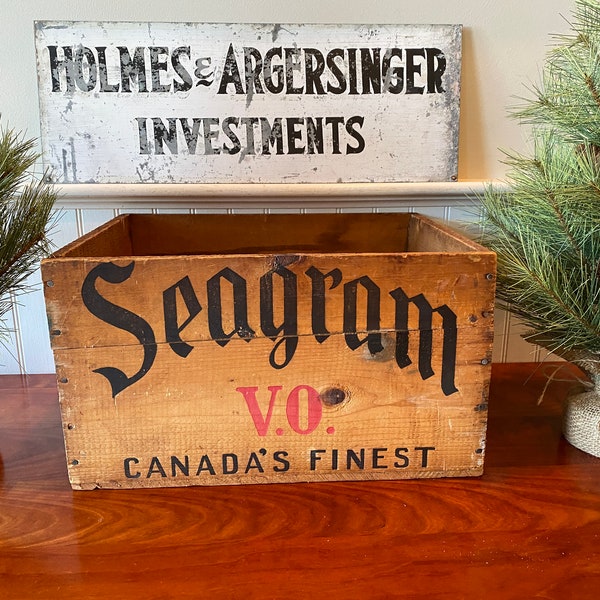 Vintage Crate - Seagrams VO Canadian Whisky Crate Box - Wooden Crate - Wooden Whisky Crate - Seagrams Canadian Whisky Waterloo Ontario