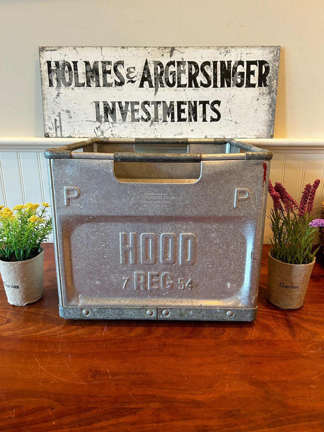 Antique Hood Milk Crate 1954 Hood Crate Milk Crate Vintage Metal Crate ...