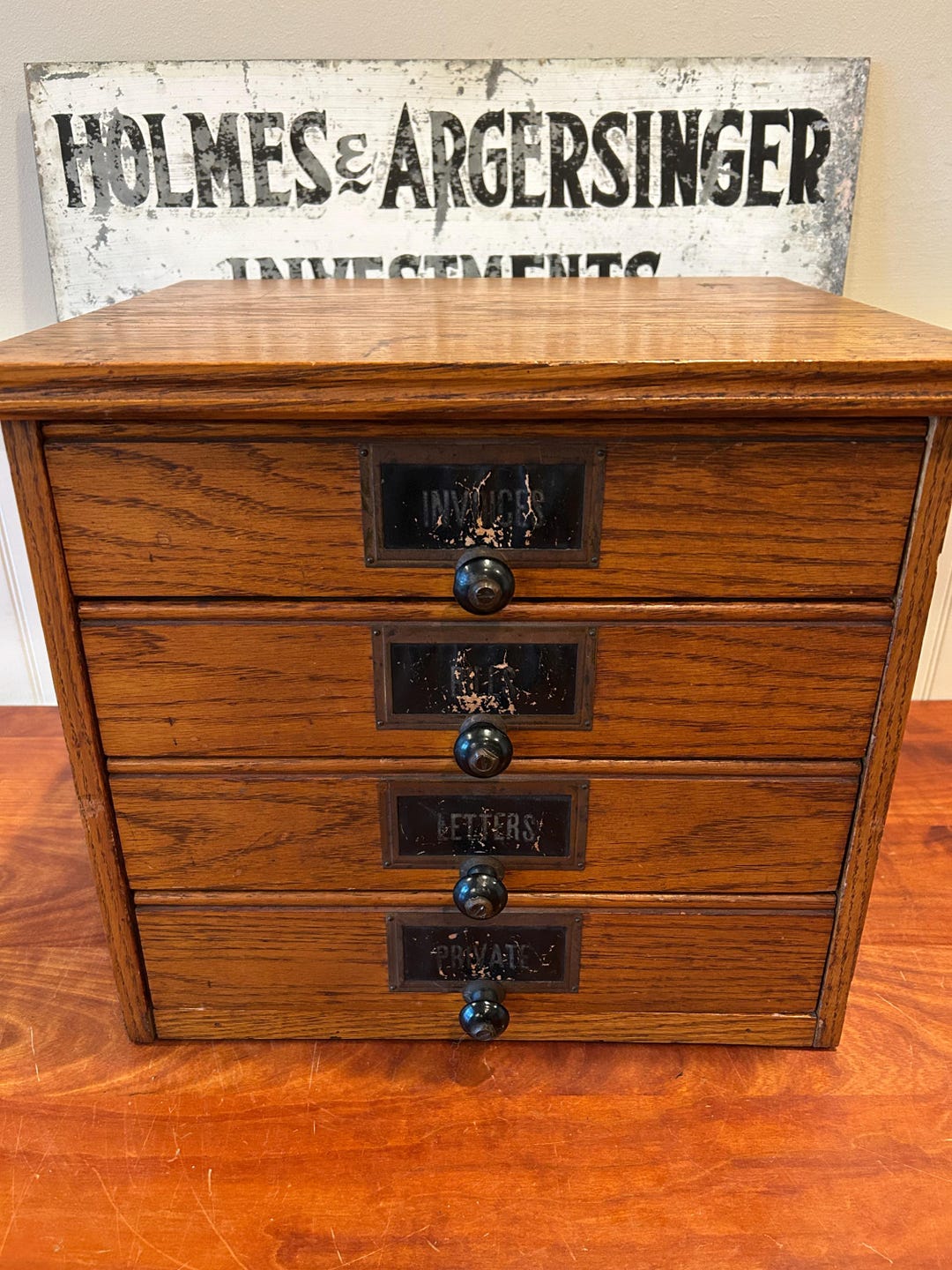 Vintage Oak Besly Vintage Card Catalog 4 Drawer Card Catalog