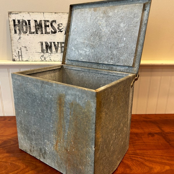 Vintage Hood Milk Box Galvanized Milkman Box HP Hood and Sons Milk Box Galvanized Box Front Porch Milkman Box