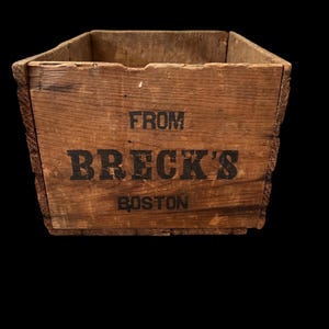 Antique Breck’s Boston Wooden Crate – Primitive Farm Box