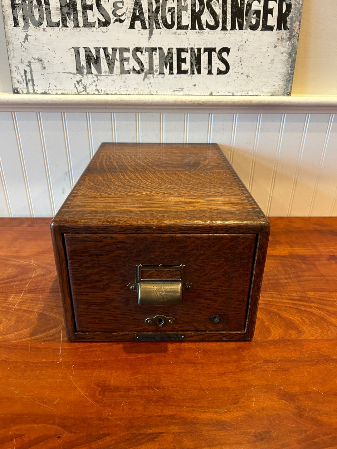 Yawman Erbe Card Catalog Vintage Oak Single Drawer Card Catalog Vintage