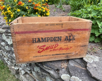 Vintage Wooden Crate - Hampden Ale Beverage Crate Box - Wooden Crate - Willimansett MA Beverage Crate  Massachusetts Beverage Crate Wood Box