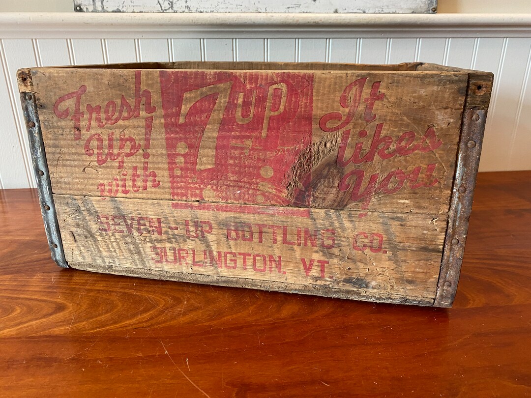 Vintage Wooden Crate Wood Crate Seven up Beverage Crate Box Wood Crate