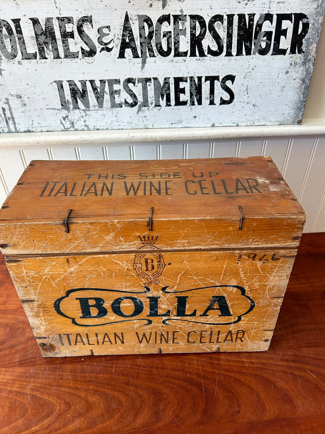 Vintage Wine Crate, Italian Wine Cellar Vintage Wood Crate, Bella