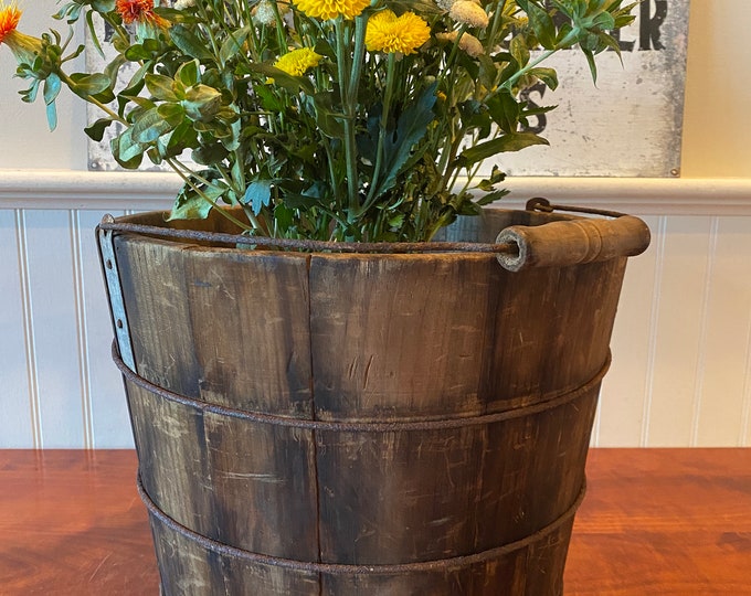 Wooden Bucket Stave Primitive Bucket Wood Bucket Sugar Bucket Original