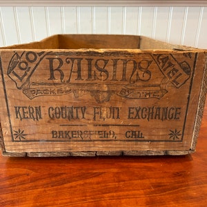 Vintage Raisin Crate - Kern County California - California Wooden Crate Advertising Crate Vintage Wood Box Wood Vintage Crate - Wood Crate