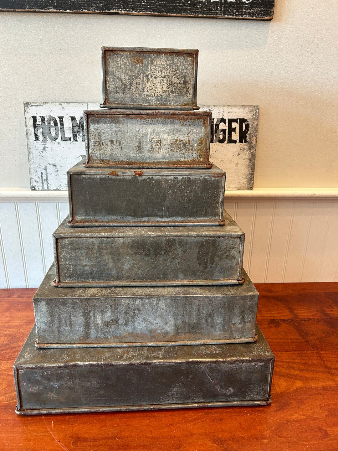 Vintage Wedding Cake Pans Set of 6 Square Cake Pans Cake Tin Vintage