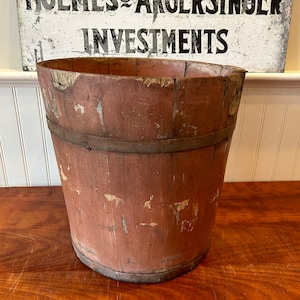 Wooden Bucket Stave Primitive Bucket Sap Bucket Sugar Bucket Original Milk Paint Sap Bucket Maple Syrup Bucket Old Wood Bucket