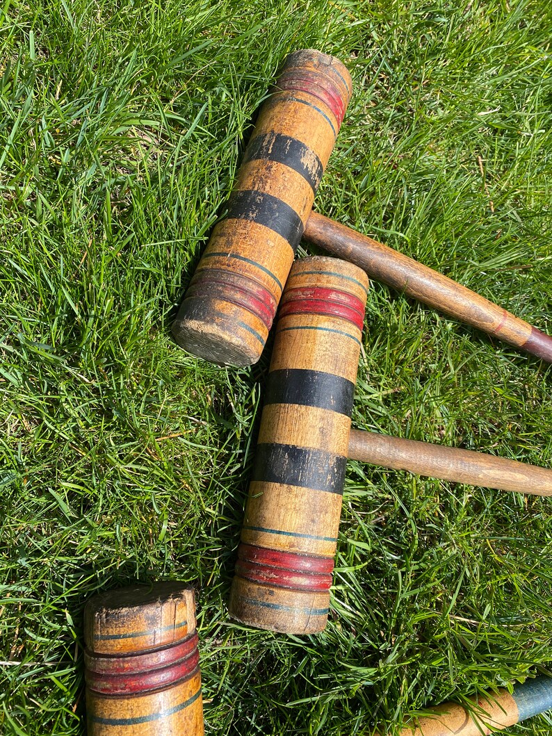 Vintage Wooden Croquet Mallets Set of 6 Vintage Croquet Etsy