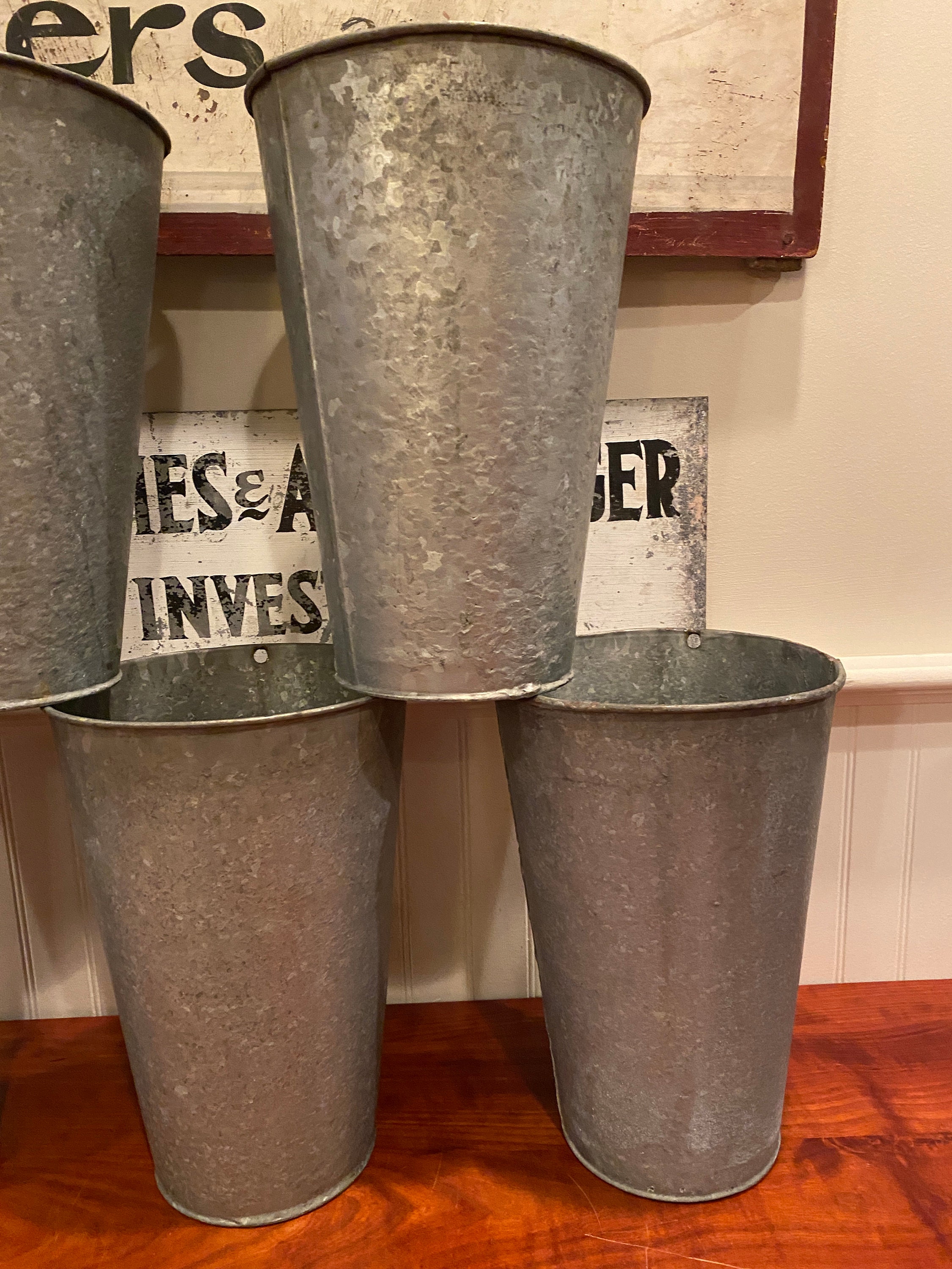 5 Vintage Sap Buckets Sap Buckets Vermont Galvanized Sap Etsy