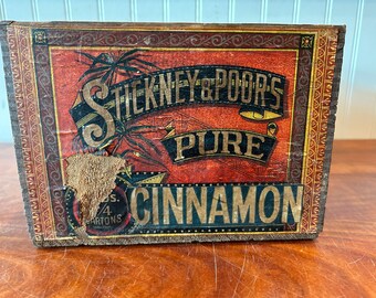 Vintage Wooden Crate Vintage Stickney and Poor's Crate Vintage Wood Crate Spice Crate Country Store Advertising Crate Vintage Cinnamon