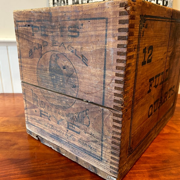 Vintage Boston Crate Petts Whiskey Crate Bald Eagle Brand Whisky Wooden Crate Advertising Crate Vintage Friend Street Boston Massachusetts