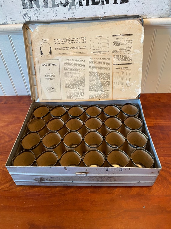 Vintage Egg Crate Antique Crate Galvanized Egg Crate Country Etsy