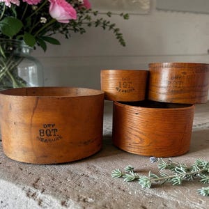 Antique Bentwood Dry Measure Set – E.B. Frye Wilton NH – Farmhouse Kitchen Decor