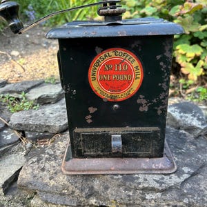 Antique Universal Coffee Mill No. 110: Landers, Frary & Clark Cast Metal Grinder