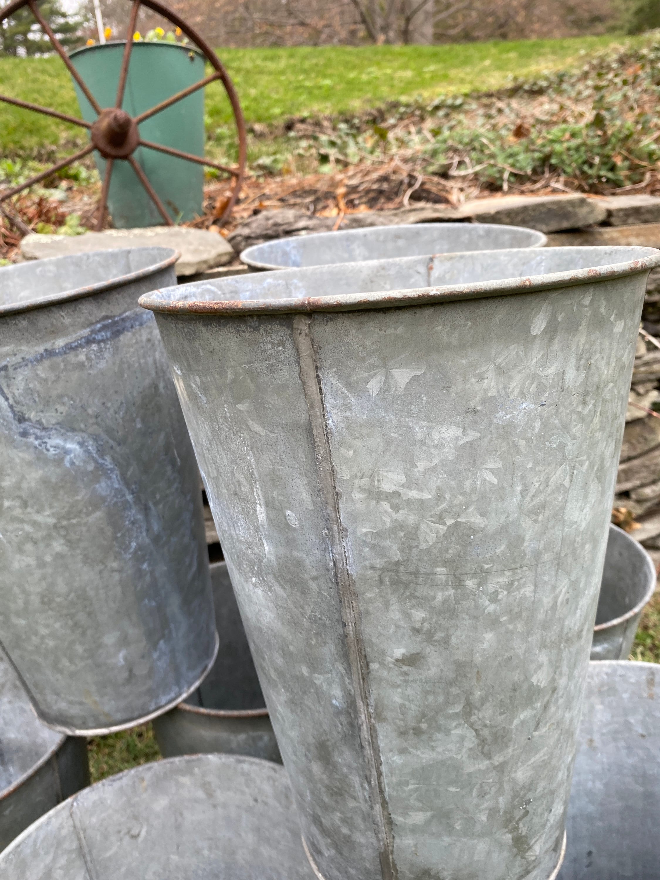 Four Vintage Sap Buckets Vintage Galvanized Bucket Etsy