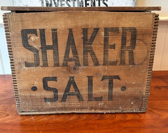 Vintage Shaker Salt Crate - Antique Shaker Salt Crate - Wooden Crate - Wooden Box Country Store Advertising - Diamond Crystal Salt Michigan