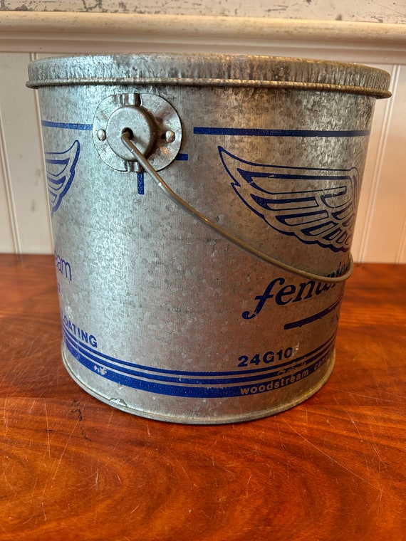 Vintage Minnow Bucket Fenwick Woodstream Minnow Bucket Bait Bucket Vintage  Bait Pail Vintage Galvanized Metal Pail Vintage Bucket 