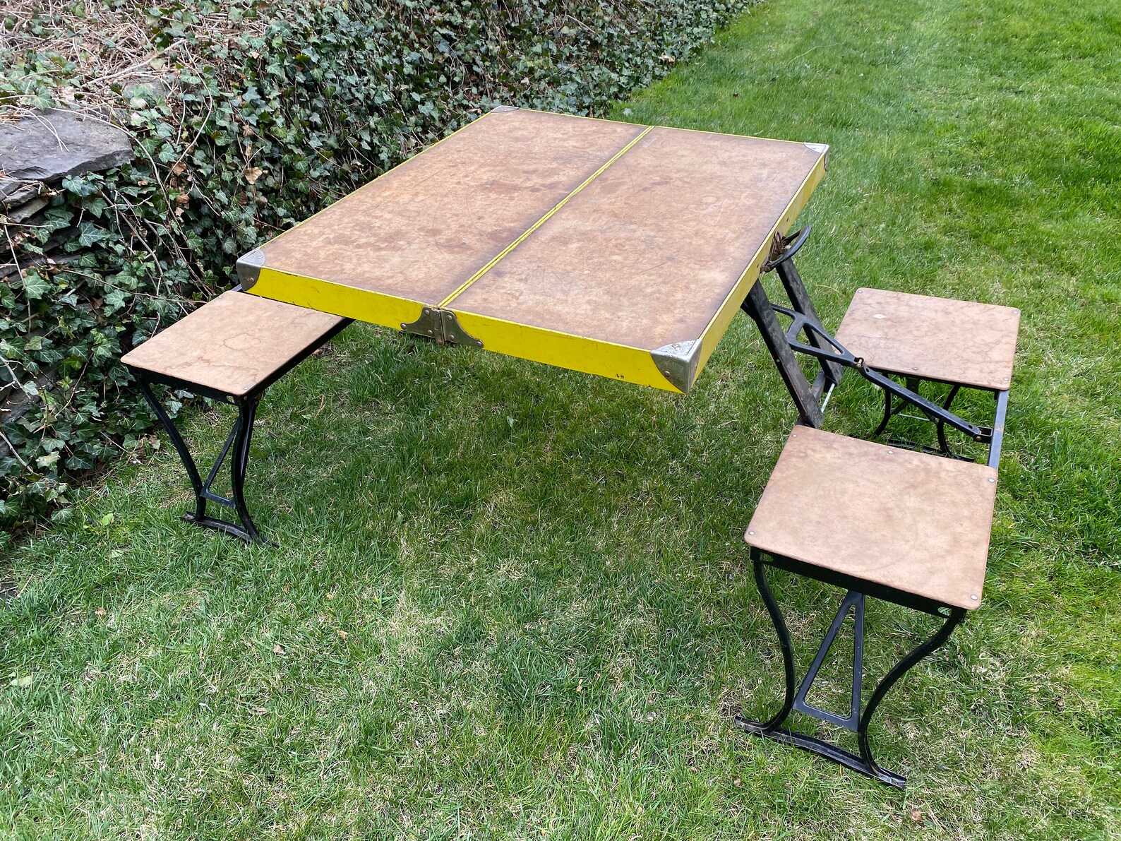 Vintage Folding Picnic Table Vintage Folding Table and Four Etsy