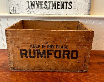 Antique Box, Miniature Box,  Rumford Baking Powder Crate, Wooden Box, Antique Table Spill Box, Farmhouse Decor, Antique Farmhouse Kitchen
