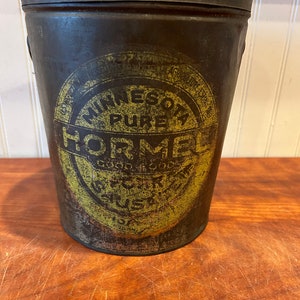 Vintage Advertising Tin - Vintage Pail Tin Hormel Minnesota Pail Tin Bucket Vintage Pail with Wire Handle Can Vintage Pail Decor Vintage