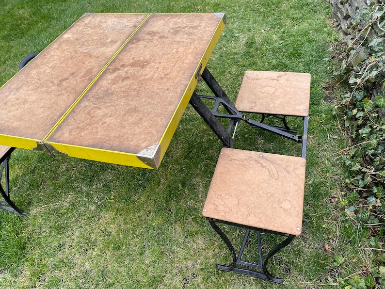 Vintage Folding Picnic Table Vintage Folding Table and Four Etsy