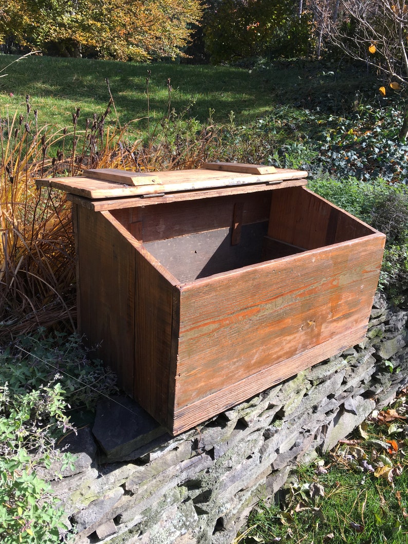 Antique Grain Bin Vintage Wooden Grain Bin Antique Wood Box Etsy