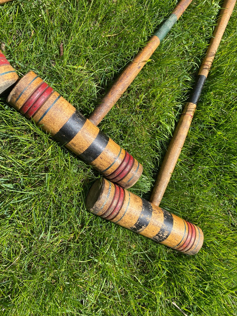 Vintage Wooden Croquet Mallets Set of 6 Vintage Croquet Etsy
