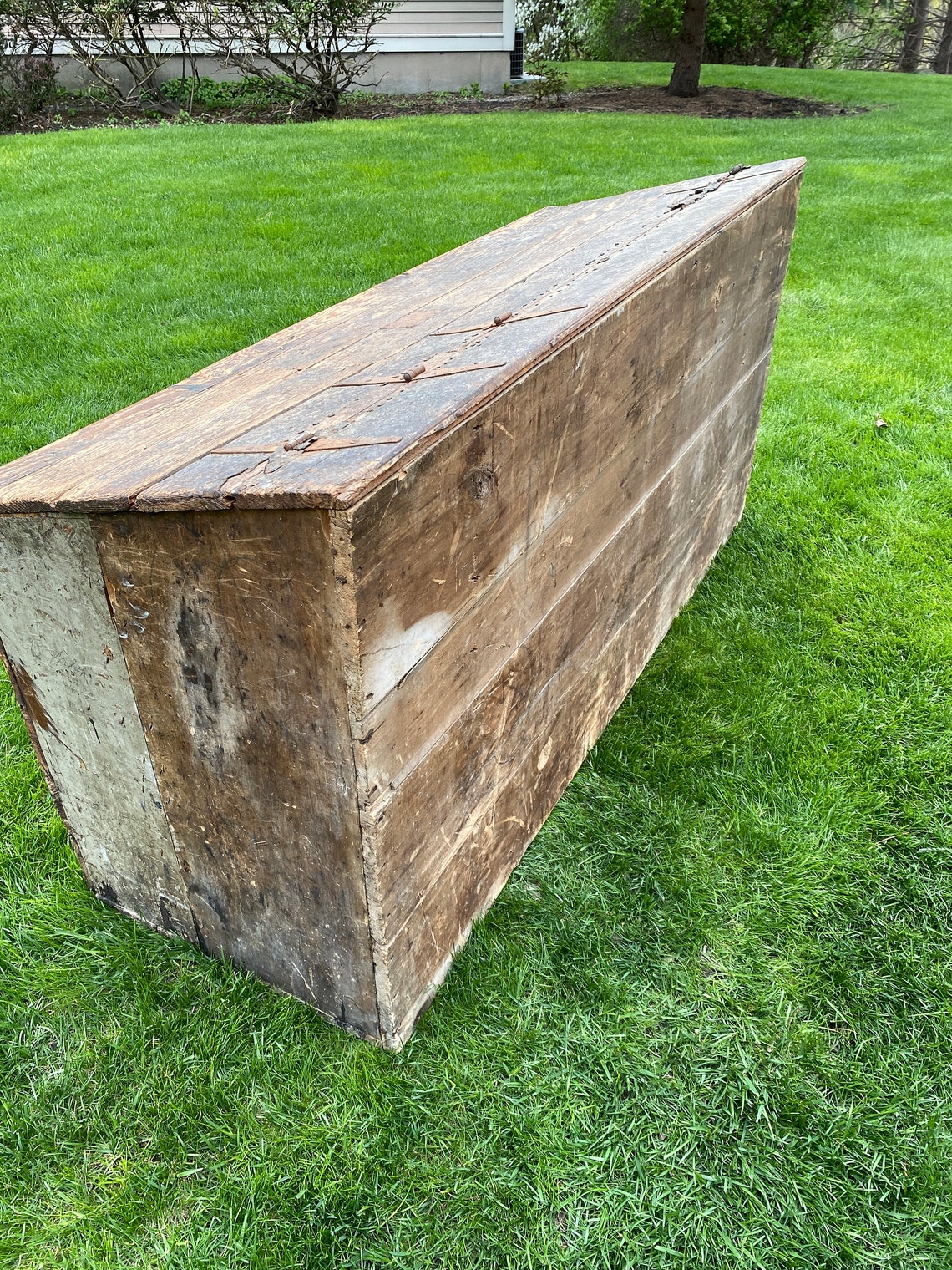 Antique Grain Bin Vintage Wooden Grain Bin Antique Wood Box Etsy