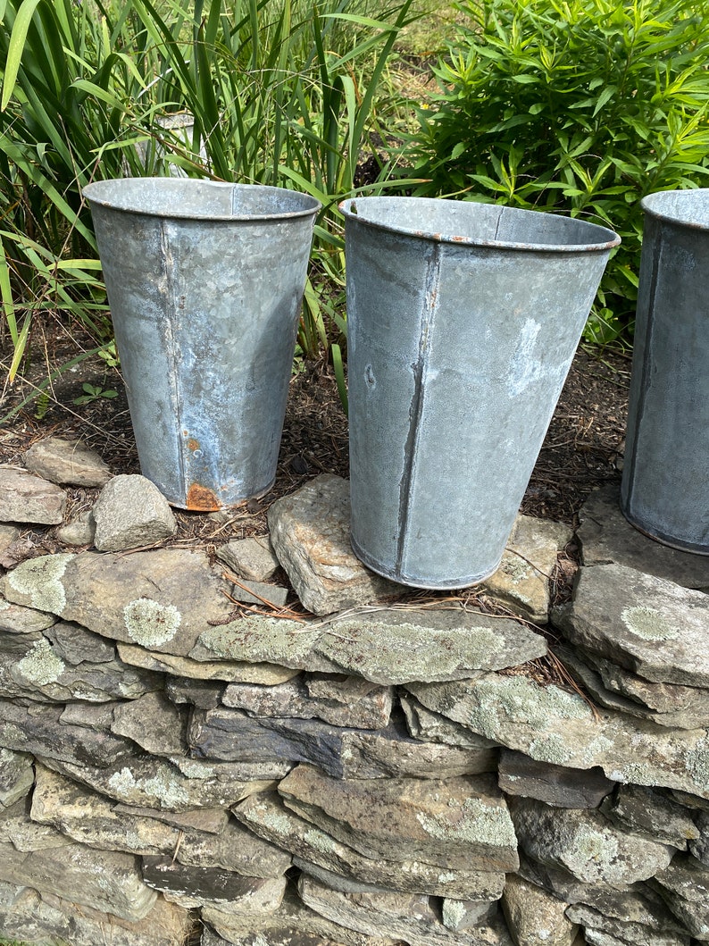 Vintage Sap Buckets Sap Buckets Vermont Galvanized Sap Buckets Etsy