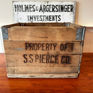 Vintage SS Pierce Wooden Crate: Boston Grocery Advertising Box