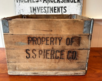 Vintage Wooden Crate - SS Pierce Folding Box - SS Pierce Shipping Crate - Vintage Wood Crate - Folding Wooden Box - Vintage Crate