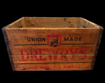 Vintage Drewrys Beer Crate • Union Made Wooden Brewery Box • South Bend IN