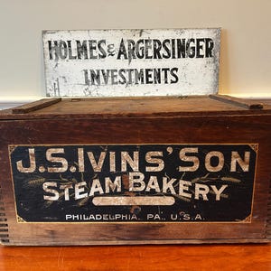Antique Biscuit Crate: J.S. Ivins&#39; Son Steam Bakery Advertising