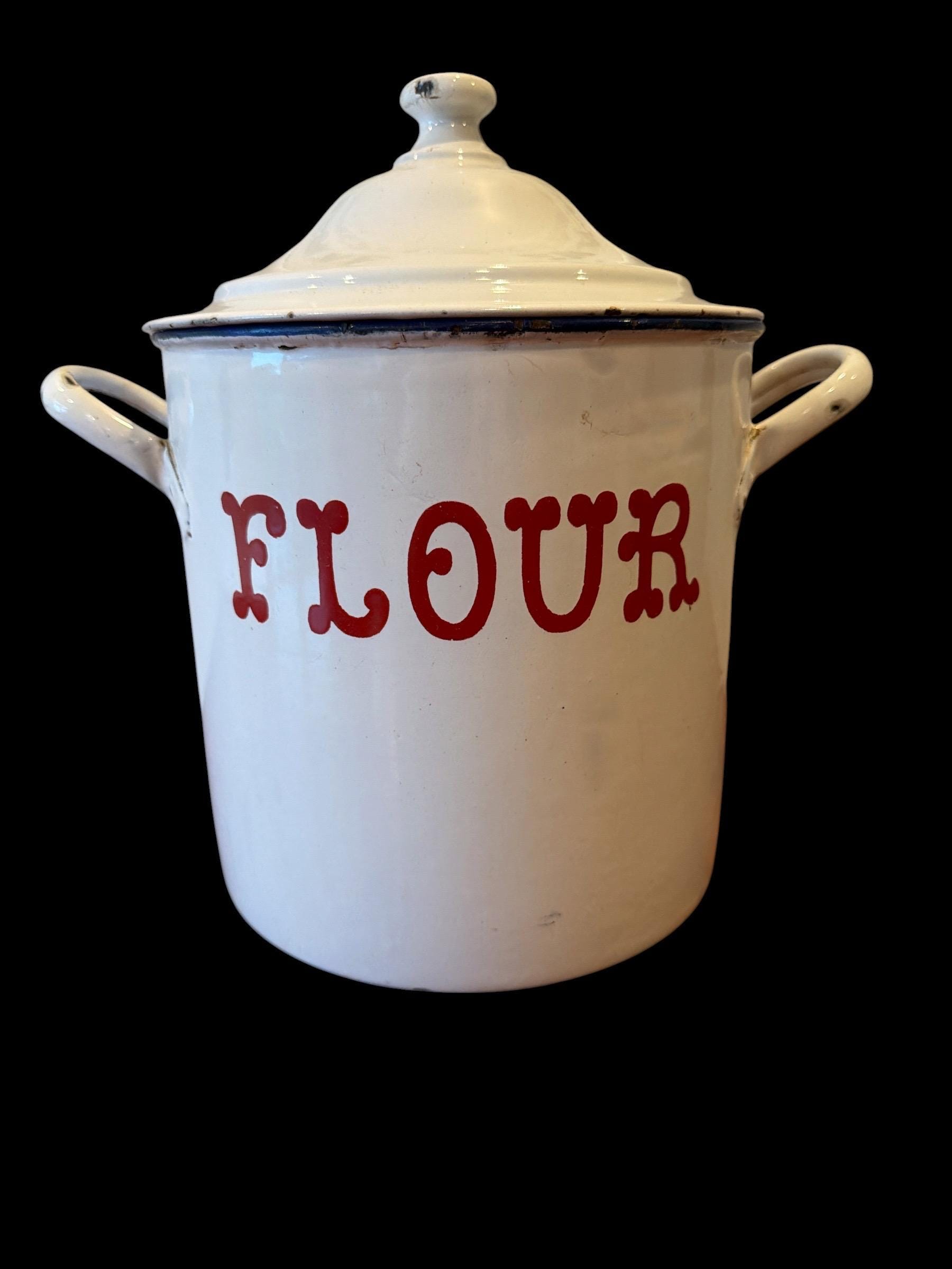 Vintage Enamel Flour Bin - Etsy