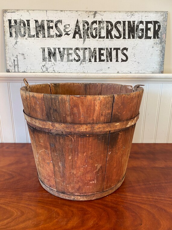 Wooden Bucket Stave Primitive Bucket Sap Bucket Sugar Bucket Etsy