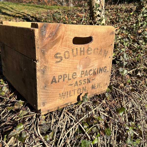 Vintage Apple Crate - Wilton NH Fruit Crate Wooden Crate Vintage Wooden Fruit Crate Old Wooden Crates Vintage Fruit Harvest Crate Wooden