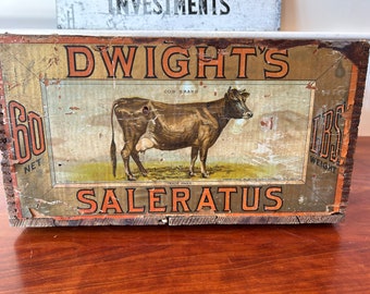 Vintage Cow Brand Baking Powder Crate - Saleratus Crate - Cow Logo - Wooden Crate Advertising Crate Vintage Wood Box Wood Vintage Crate