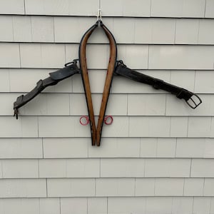 Vintage Wood and Brass Horse Hames - Antique Hames - Old Wooden Horse Hames - Yoke - Vintage Wooden Farm Yoke - Vintage Barn Find - Vintage
