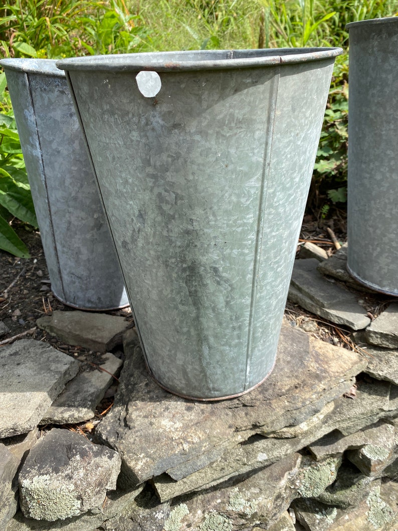 Vintage Sap Buckets Sap Buckets Vermont Galvanized Sap Buckets Etsy