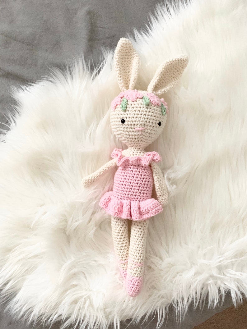 Ballerina bunny crochet handmade toy image 2