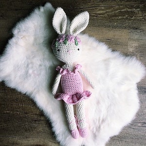 Ballerina bunny crochet handmade toy image 3
