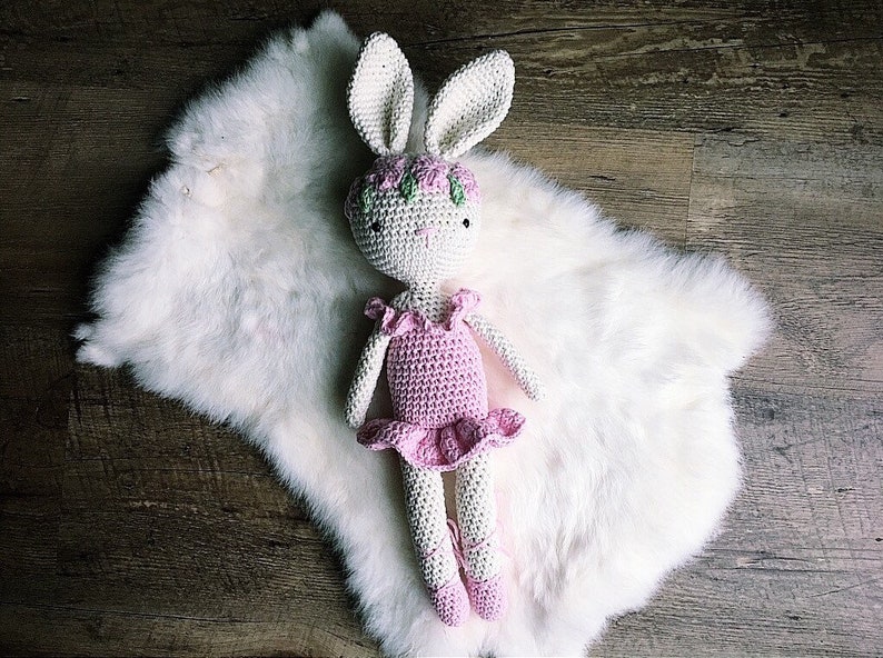 Ballerina bunny crochet handmade toy image 3