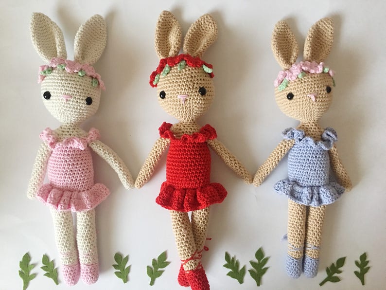 Ballerina bunny crochet handmade toy image 7